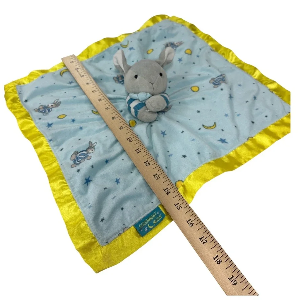 Goodnight Moon Bunny Security Blanket Lovey Blue Yellow Stars Moon‎ Plush